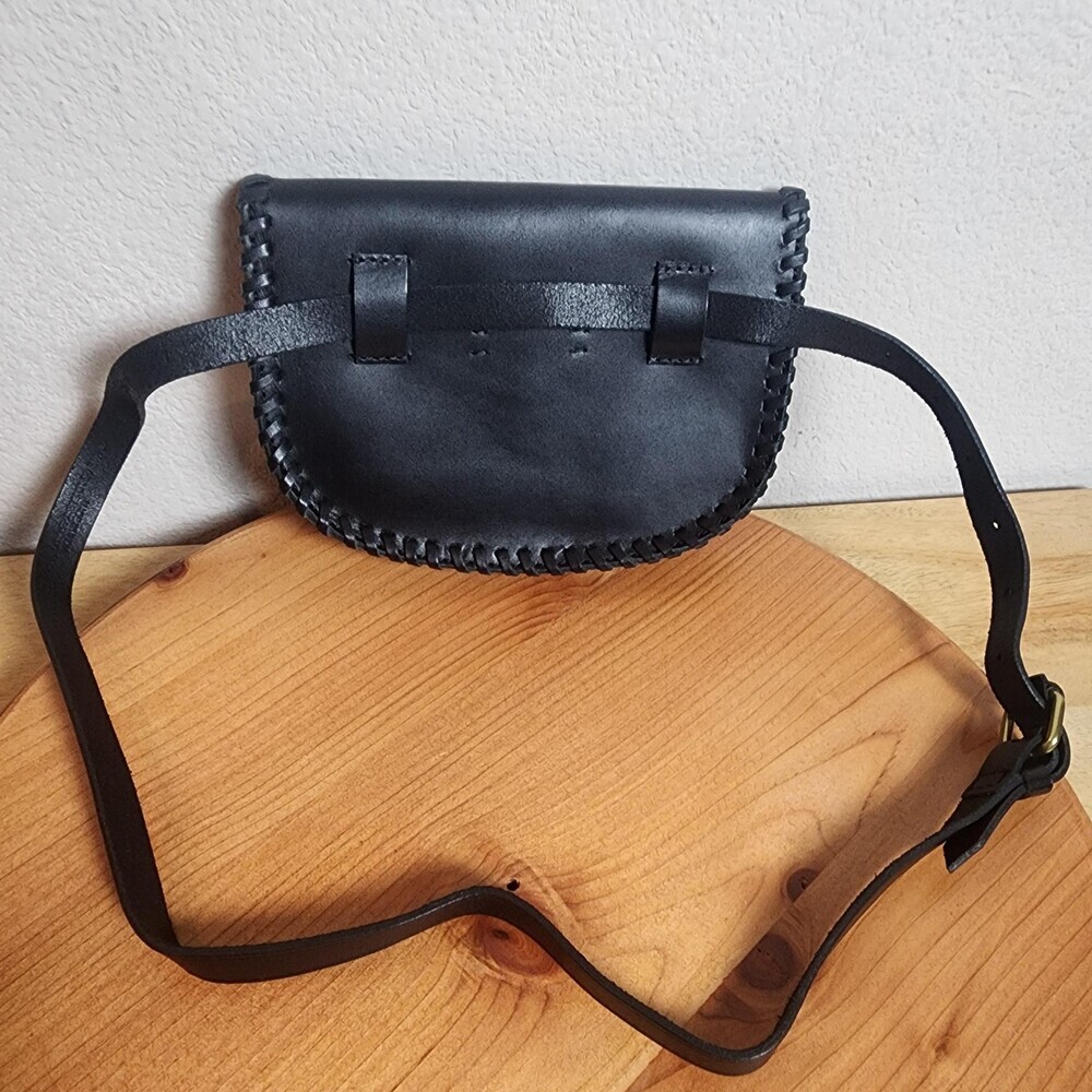 Madewell Belt Bag Fanny Pack Womens Small Black Leather Whipstitch Adjustable - Picture 5 of 8